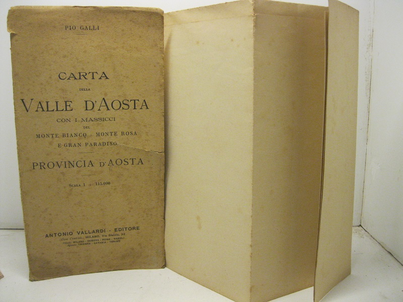 Carta della Valle d'Aosta con i massicci del Monte Bianco - Monte rosa e Gran Paradiso. Provincia d'Aosta. Scala 1 : 115.000.